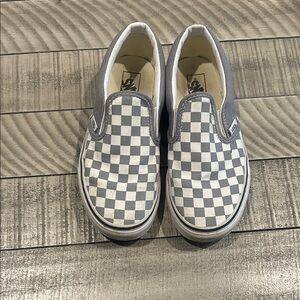 Vans Kids Checkered Slip-On Sneakers - Gray and White